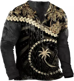 Men's Henley Shirts Long Sleeve Muscle Fit Shirts Vintage Casual Button V Neck T-Shirts for Men Quick Dry (0028,X-Large)