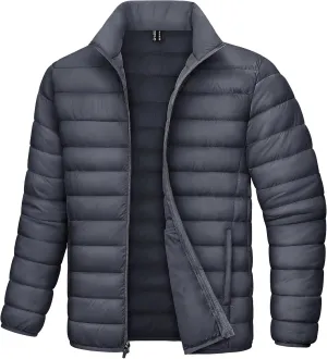 Mens Lightweight Puffer Jackets Warm Puffy Winter Down Jacket Windproof Water Repellent Quilted Coat
