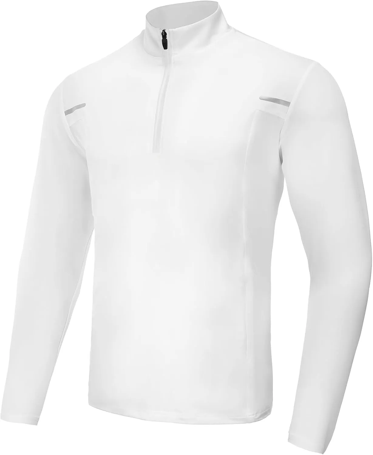 Men's Quarter Zip Athletic Shirt, Long Sleeve Performance Pullover, Quick Dry Running Cycling Workout Top Athletic Shirts