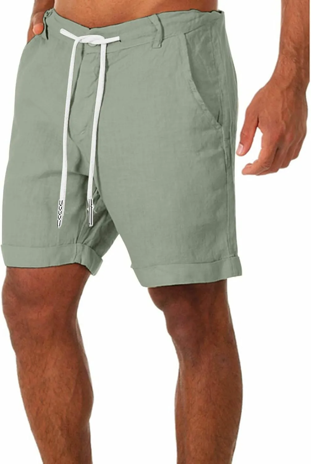 Mens Quick Dry Slim Fit Swim Shorts Elastic Waist Drawstring Summer Trunks with Multi-Pockets Square Leg Board Short