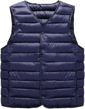 Mens Winter Coat Warm Sleeveless Jackets Lightweight Vest Coat Windproof Cotton-Padded Waistcoat Outerwear