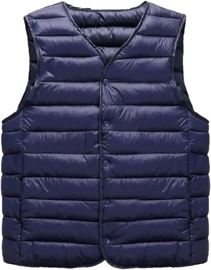 Mens Winter Coat Warm Sleeveless Jackets Lightweight Vest Coat Windproof Cotton-Padded Waistcoat Outerwear