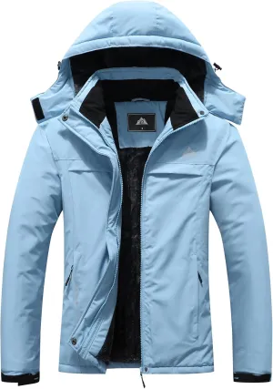 MOERDENG Women's Ski Jacket Warm Winter Coat Hooded Snowboarding Jackets Waterproof Mountain Windbreaker for Hiking Traval