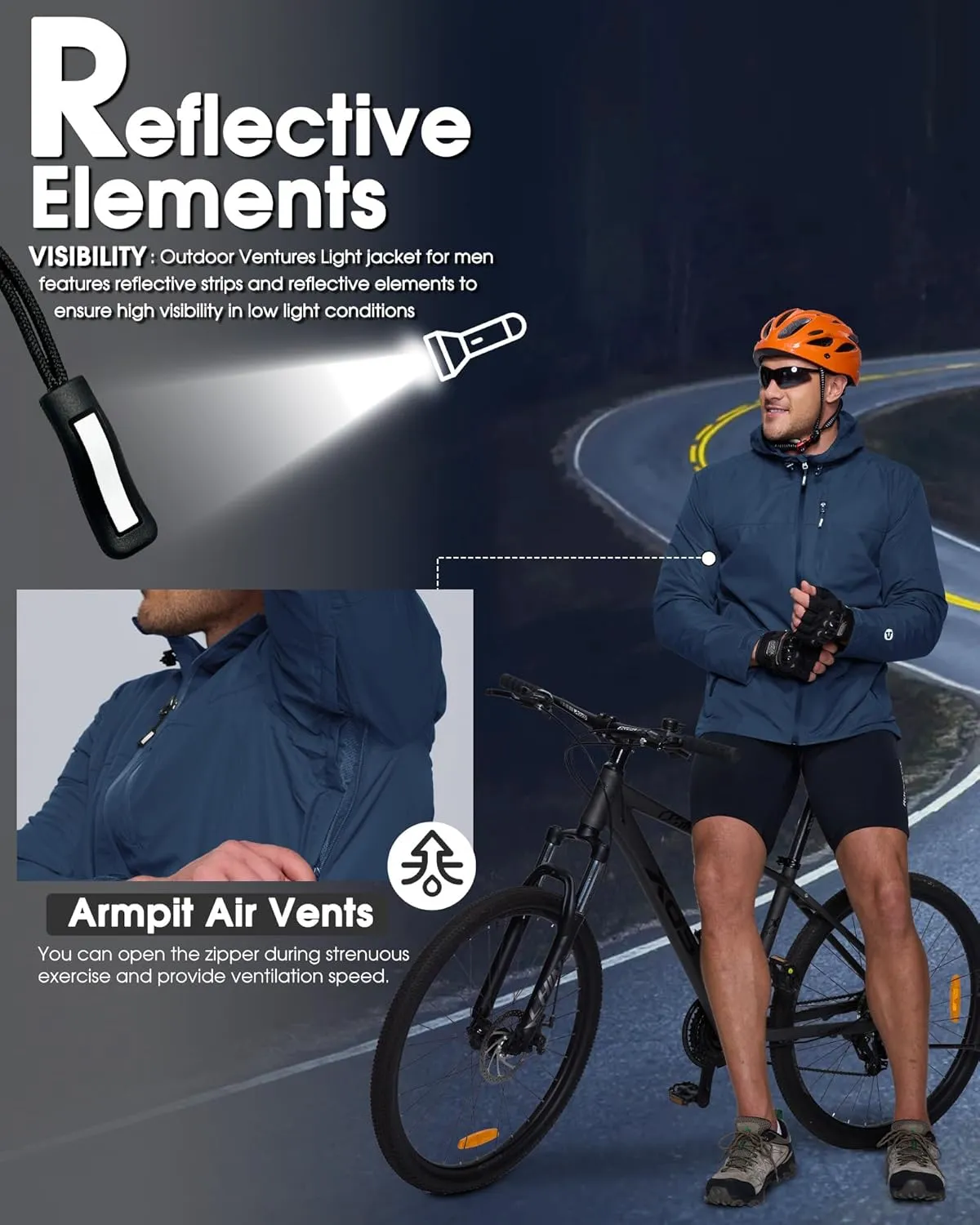 Outdoor Ventures Men's Packable Rain Jacket Waterproof Lightweight Raincoat with Hood Windproof Cycling Jackets