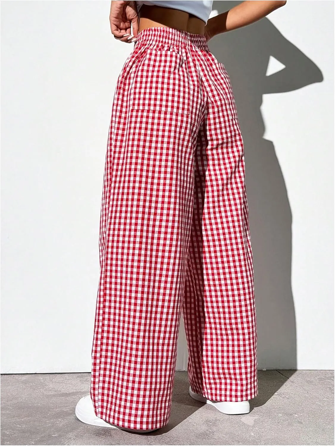 OYOANGLE Women's Gingham Wide Leg Y2K Long Pants