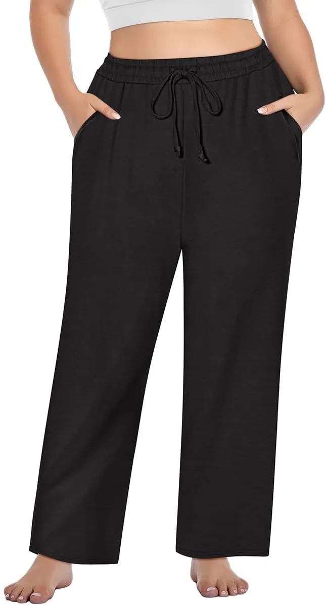 RITERA Plus Size Pants for Women Soft Joggers Sweatpants Casual Loose Comfy Lounge Pajama Drawstring Pant with Pockets XL-5XL