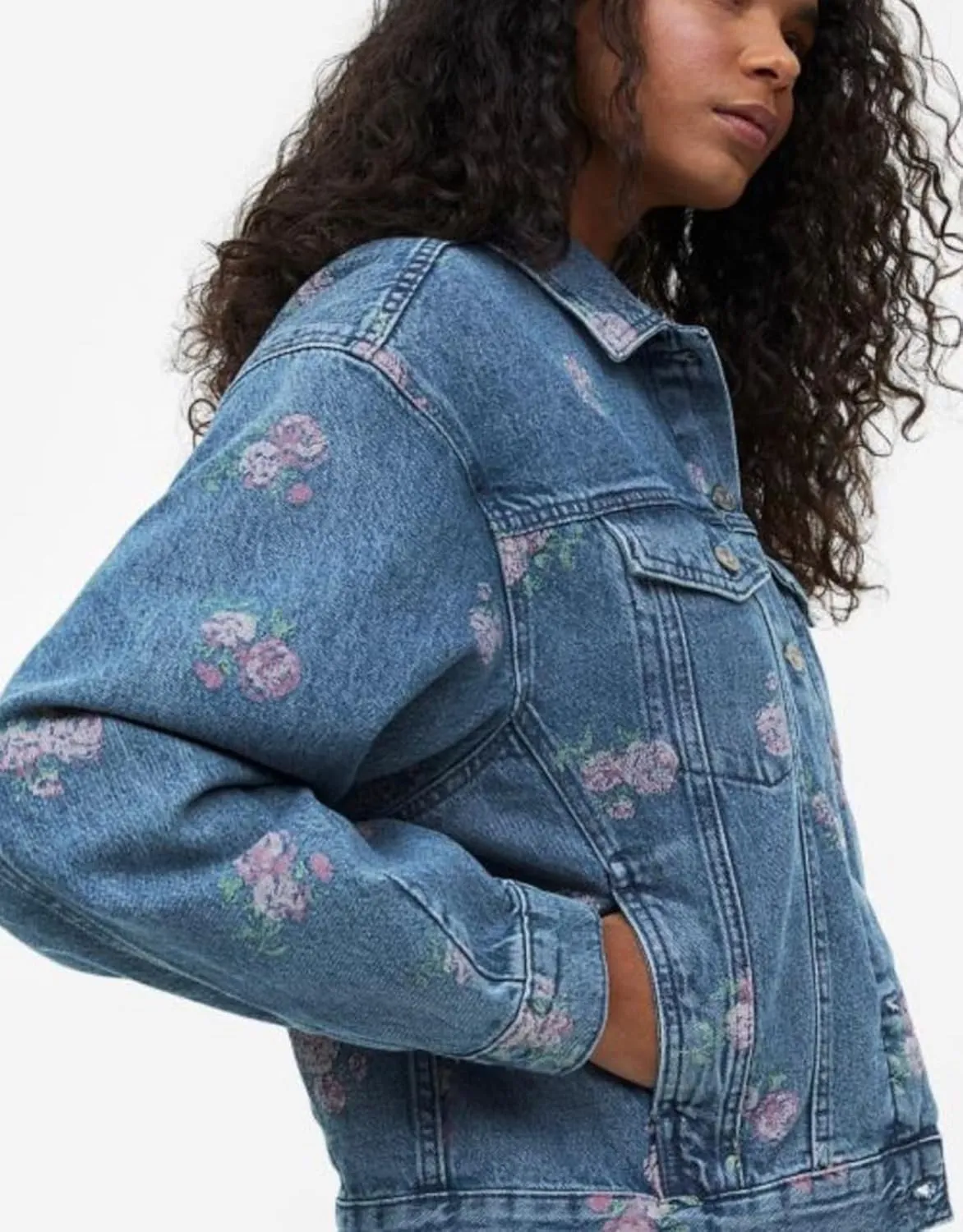 SCOFEEL Women's Floral Printed Denim Jacket Long Sleeve Button Down Washed Jean Jacket with Pockets