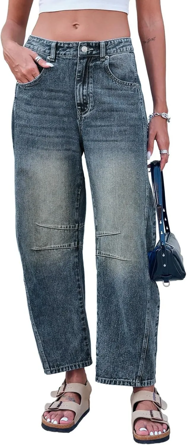 sdbrld Cargo Pants Women Adjustable Waist Multiple Pockets Relaxed Fit Straight Wide Leg Y2K Pants Trousers Y2K Fashion Jeans
