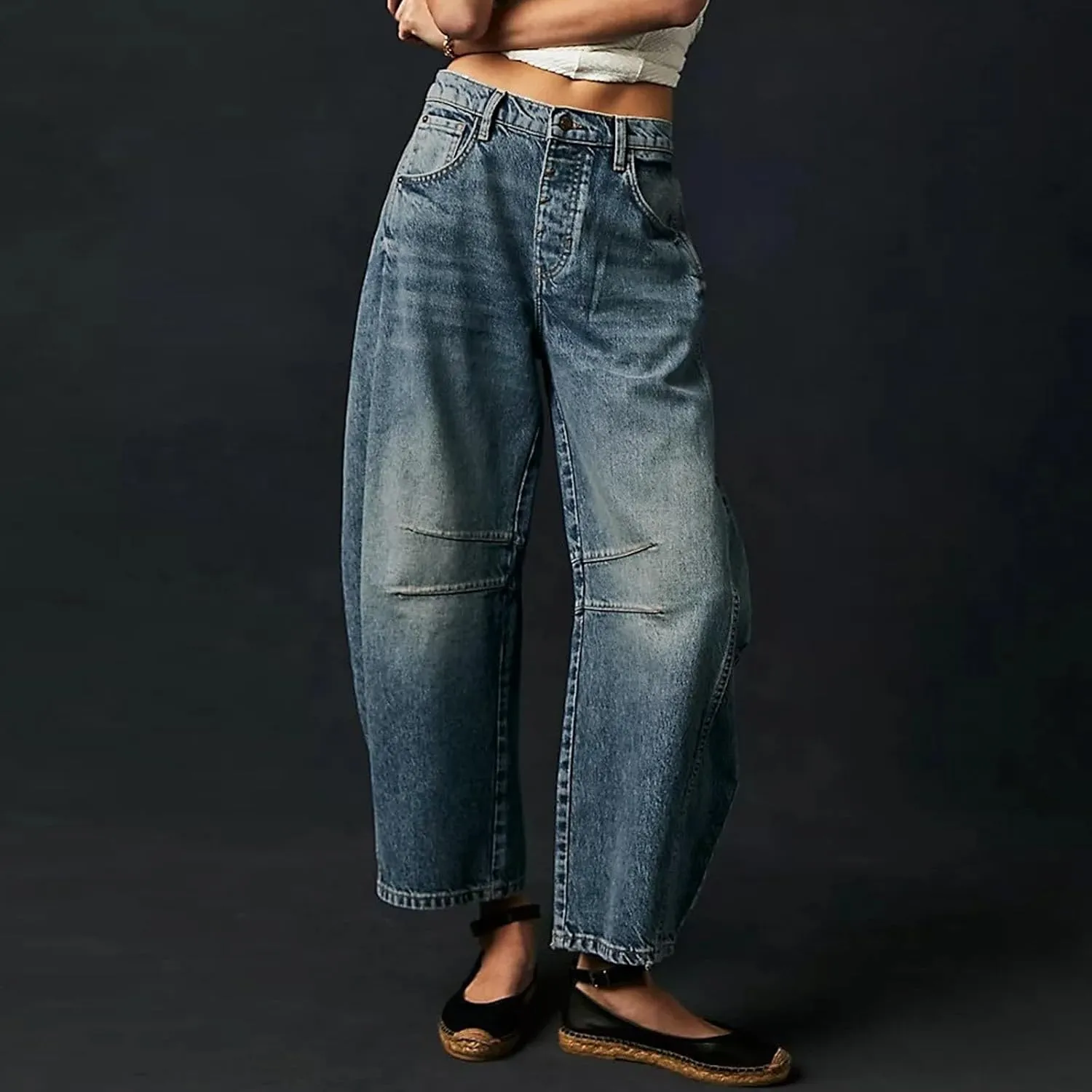 sdbrld Cargo Pants Women Adjustable Waist Multiple Pockets Relaxed Fit Straight Wide Leg Y2K Pants Trousers Y2K Fashion Jeans