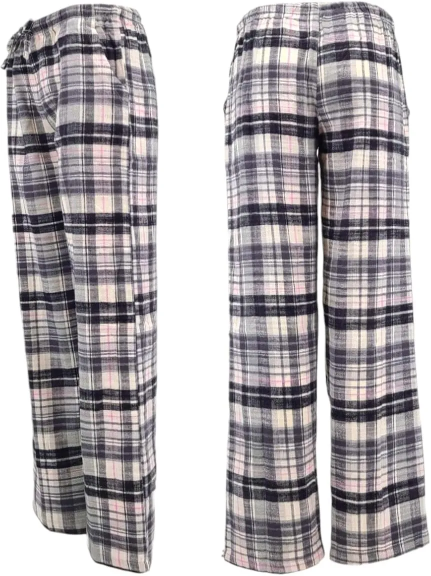Sexy Basics Women's Lounge & Sleep PJ Pants/Soft Flannel Cotton Brush Long Pants - 3 Pack