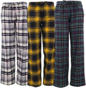 Sexy Basics Women's Lounge & Sleep PJ Pants/Soft Flannel Cotton Brush Long Pants - 3 Pack
