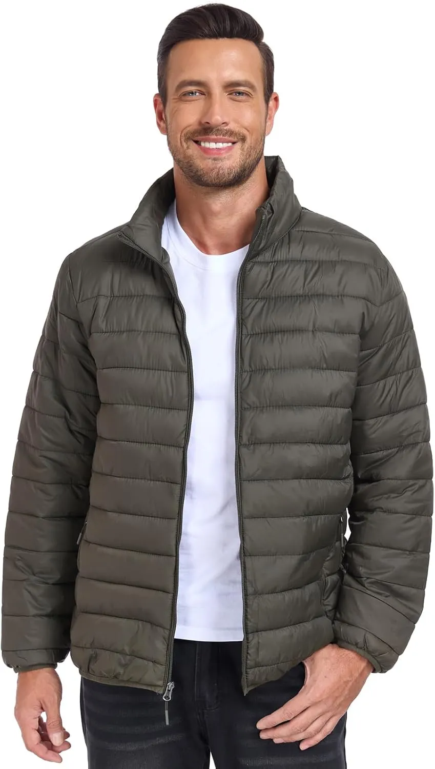 SPOSULEI Men Puffer Down Jacket Packable Lightweight Winter Jackets Coats Outdoor Waterproof Insulated Jackets