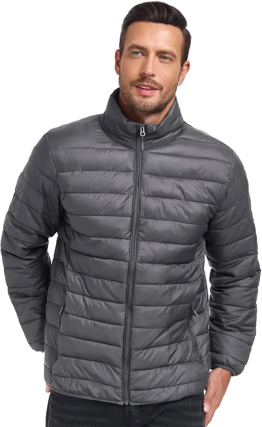 SPOSULEI Men Puffer Down Jacket Packable Lightweight Winter Jackets Coats Outdoor Waterproof Insulated Jackets