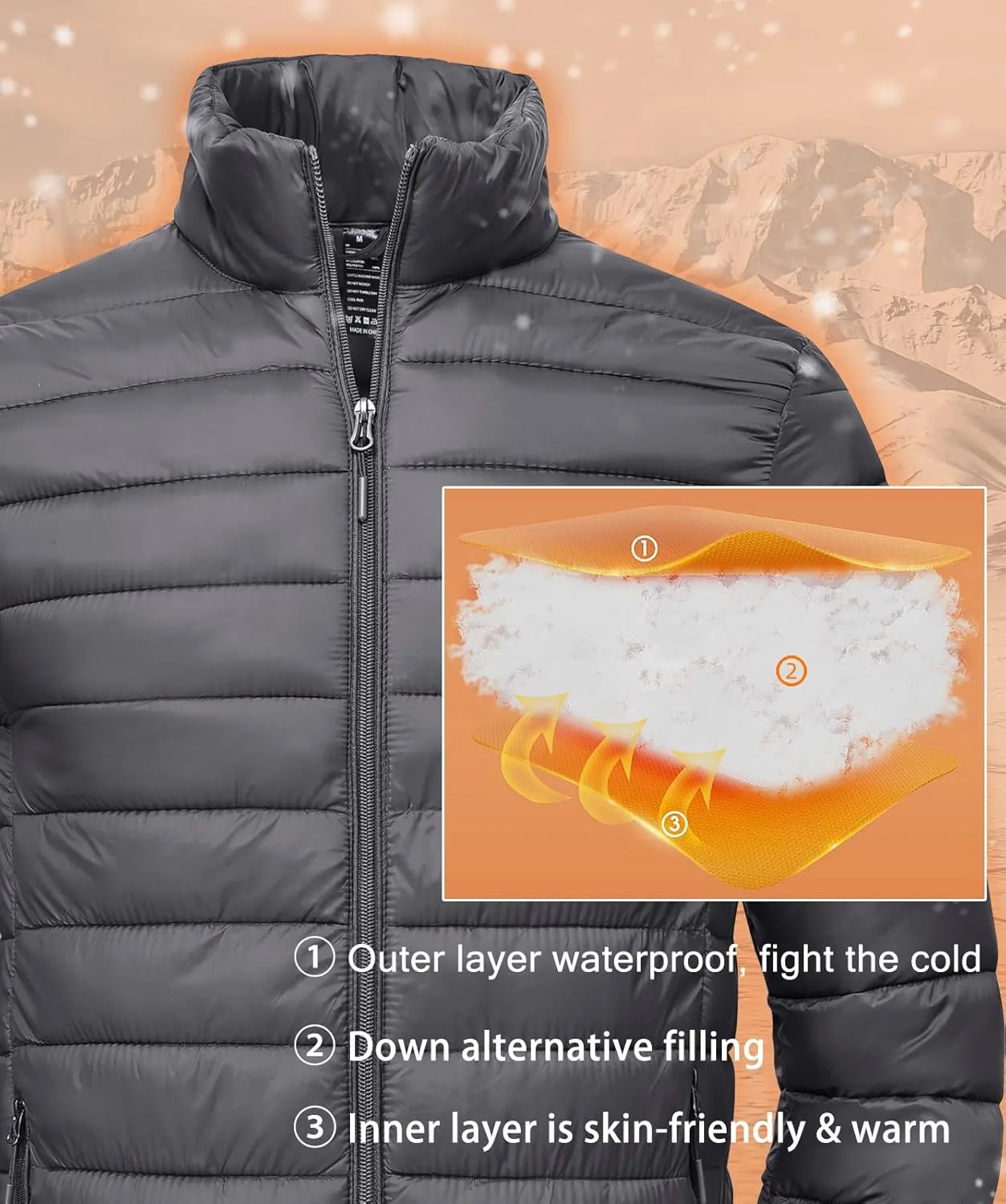SPOSULEI Men Puffer Down Jacket Packable Lightweight Winter Jackets Coats Outdoor Waterproof Insulated Jackets