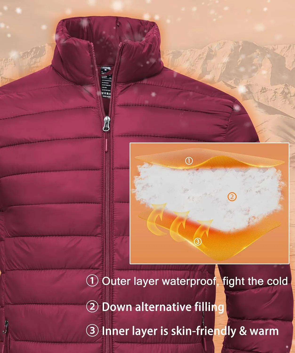 SPOSULEI Men Puffer Down Jacket Packable Lightweight Winter Jackets Coats Outdoor Waterproof Insulated Jackets