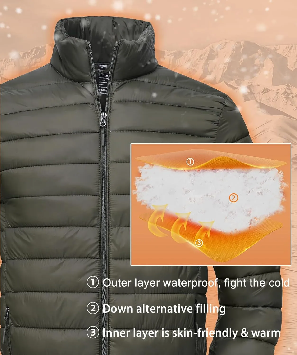 SPOSULEI Men Puffer Down Jacket Packable Lightweight Winter Jackets Coats Outdoor Waterproof Insulated Jackets