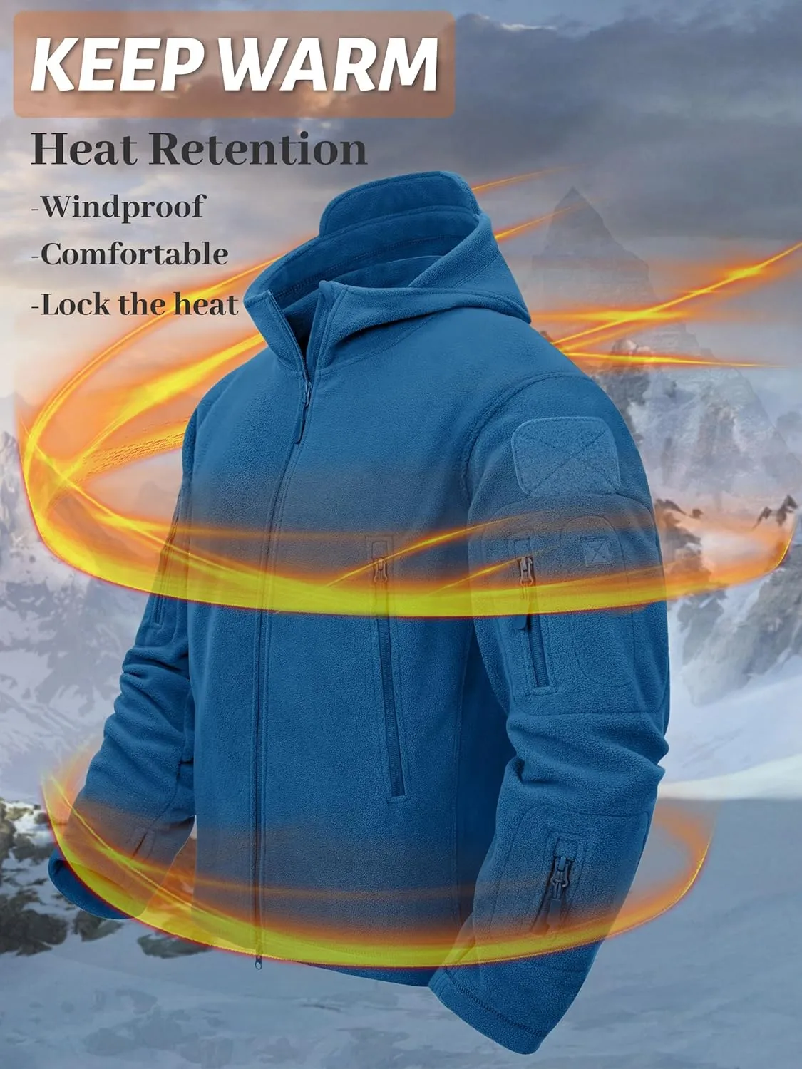 TACVASEN Mens Fleece Jacket Full Zip Tactical Hoodies Winter Coats Windproof Hoodies Warm Hunting