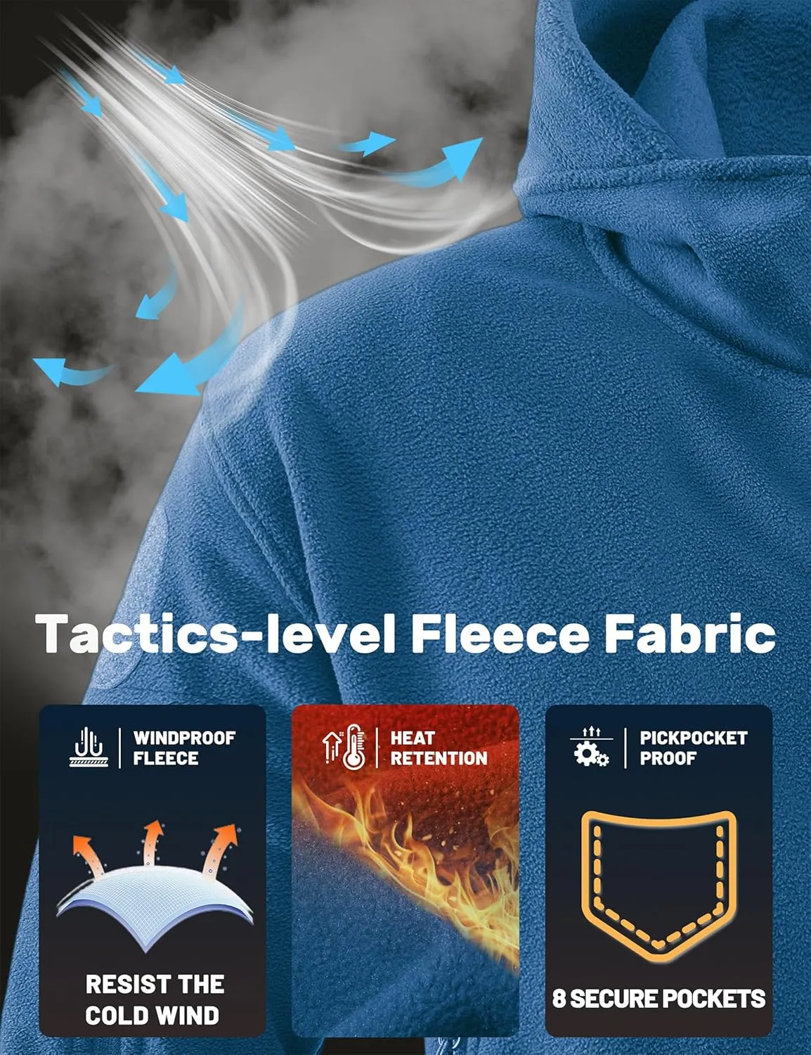 TACVASEN Mens Fleece Jacket Full Zip Tactical Hoodies Winter Coats Windproof Hoodies Warm Hunting