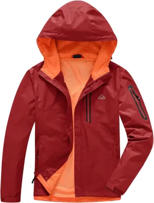 TBMPOY Men's Lightweight Rain Jackets Waterproof Raincoat with Hood Running Cycling Hiking Outdoor Windbreaker