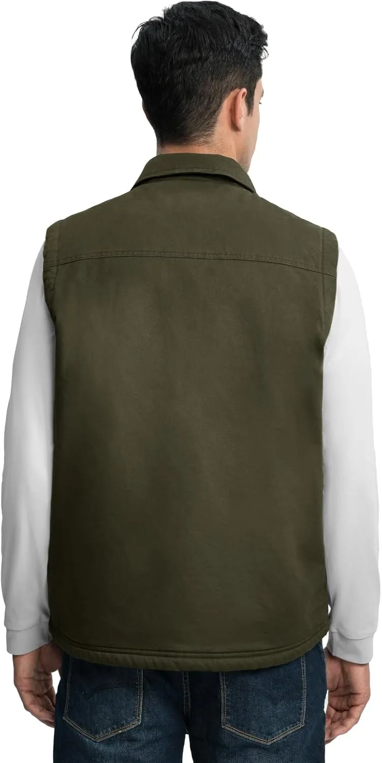 TBMPOY Men's Winter Vest Casual Sherpa Fleece lined Full Zip Lightweight Vest Outerwear Warm Cotton Travel Jackets
