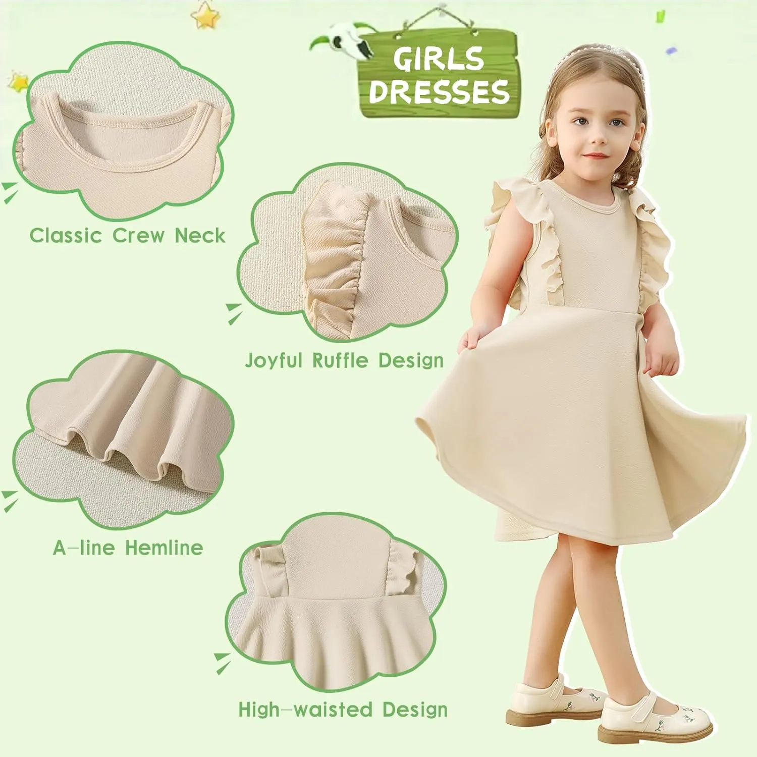 Toddler Dress Summer Baby Girls Sleeveless Ruffle Dresses for Girls Casual Birthday Party Beach Kids Sundress