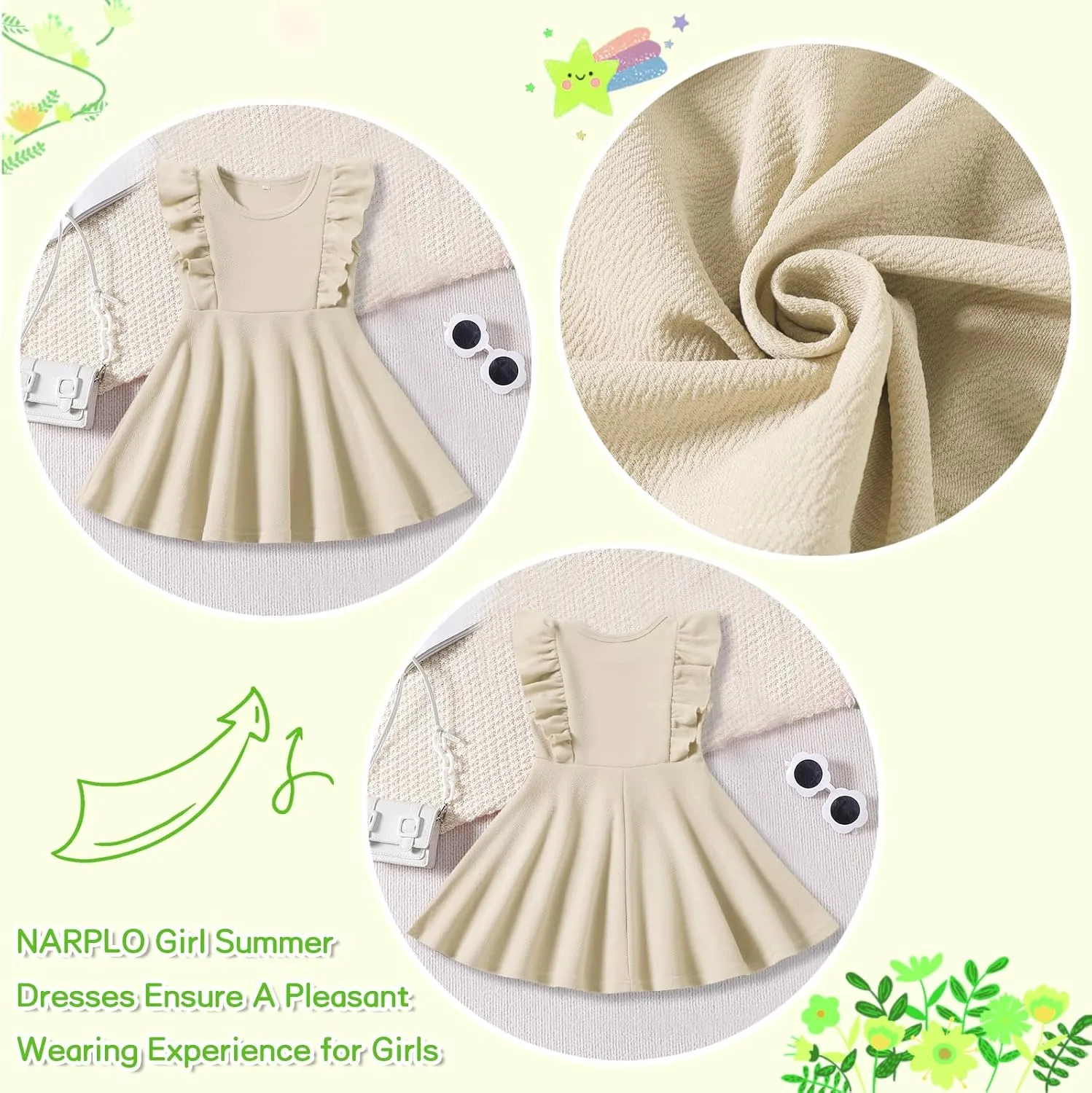 Toddler Dress Summer Baby Girls Sleeveless Ruffle Dresses for Girls Casual Birthday Party Beach Kids Sundress