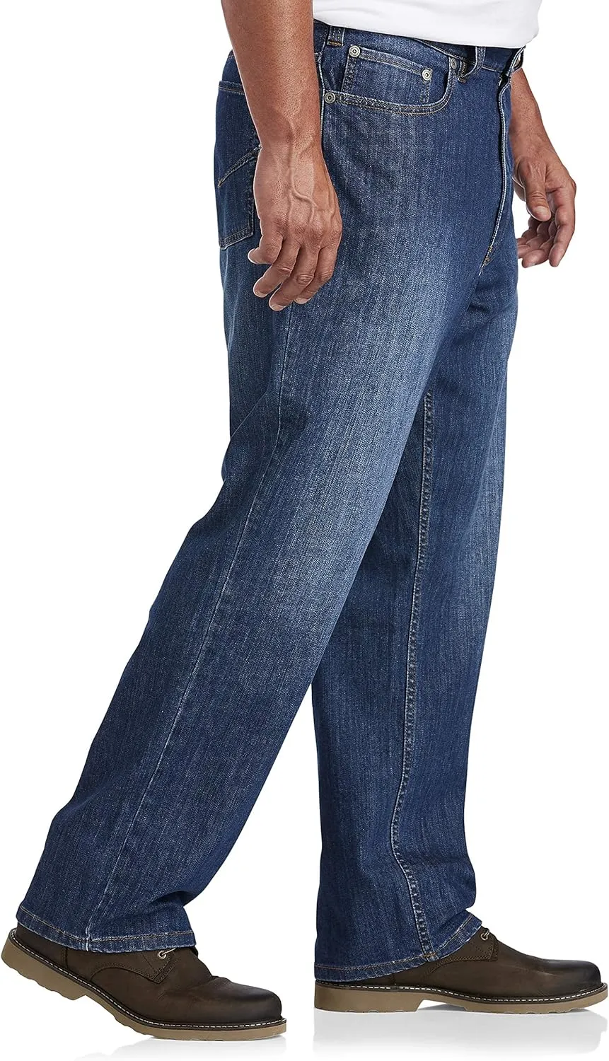 True Nation by DXL Men's Big and Tall Relaxed-Fit Stretch Jeans | Machine Washable with 5-Pocket Style and Stitched Details