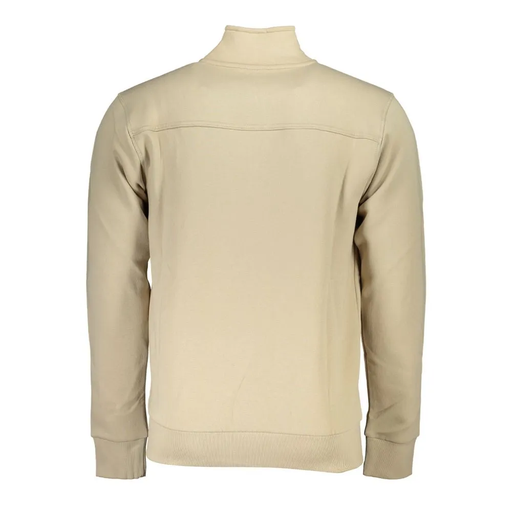 U.S. Grand Polo Beige Zip-Up Sweatshirt with Embroidery Detail