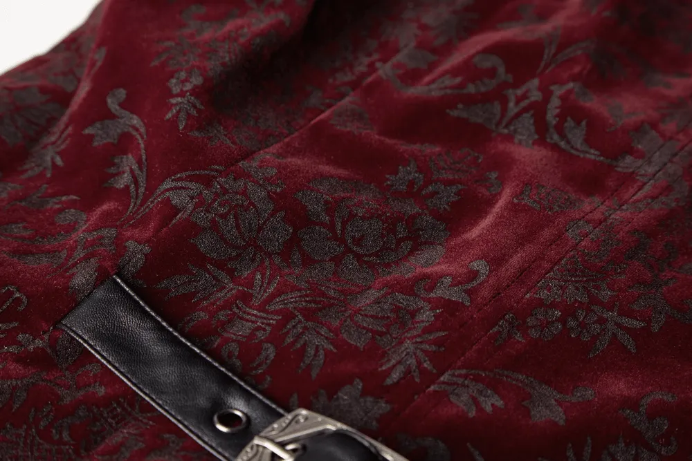 Victorian-Inspired Gothic Velveteen Printed Waistcoat