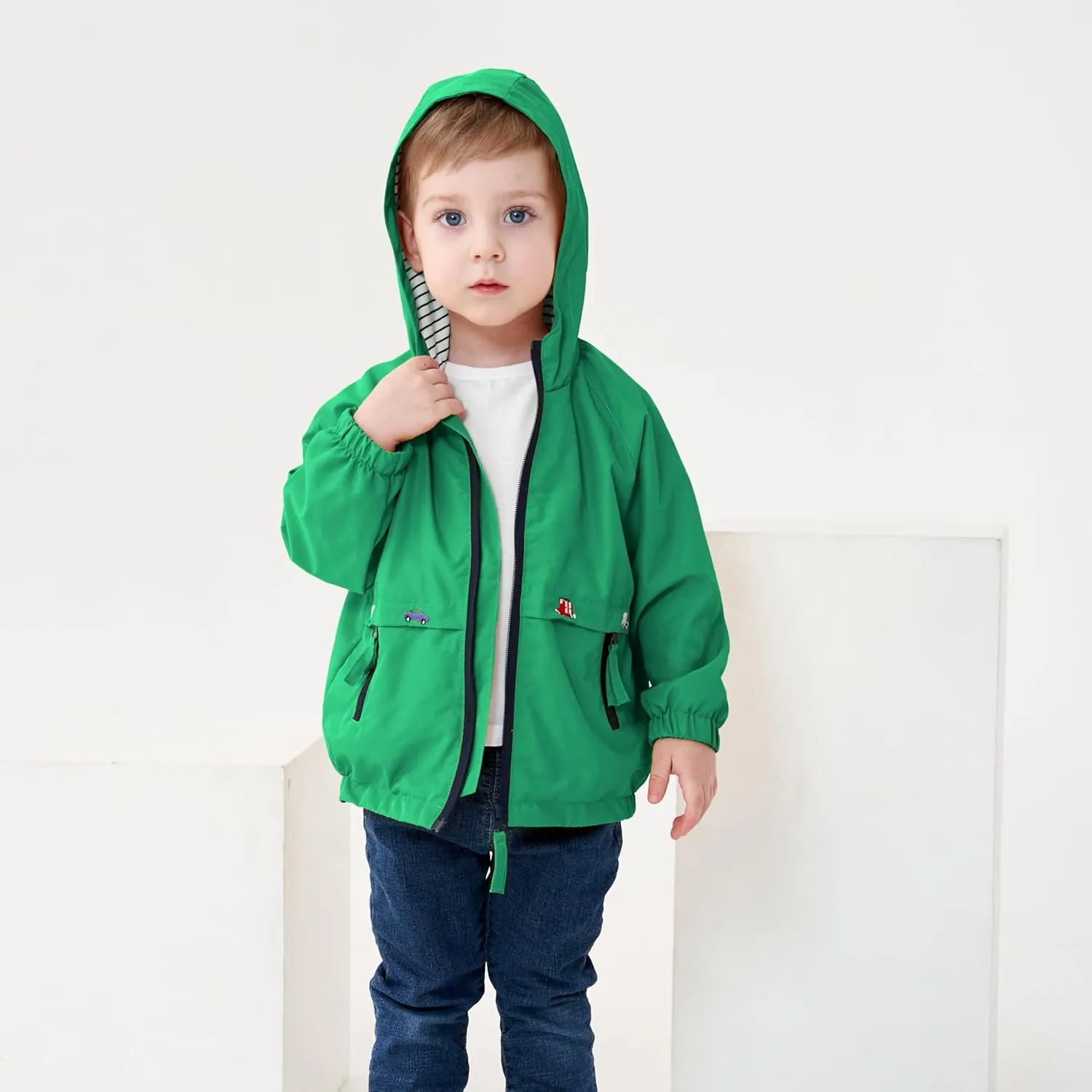 Volunboy Toddler Boys Windbreaker Casual Outerwear Kids Lightweight Zip Hooded Jacket Baby Cute Dust Coat