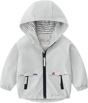 Volunboy Toddler Boys Windbreaker Casual Outerwear Kids Lightweight Zip Hooded Jacket Baby Cute Dust Coat