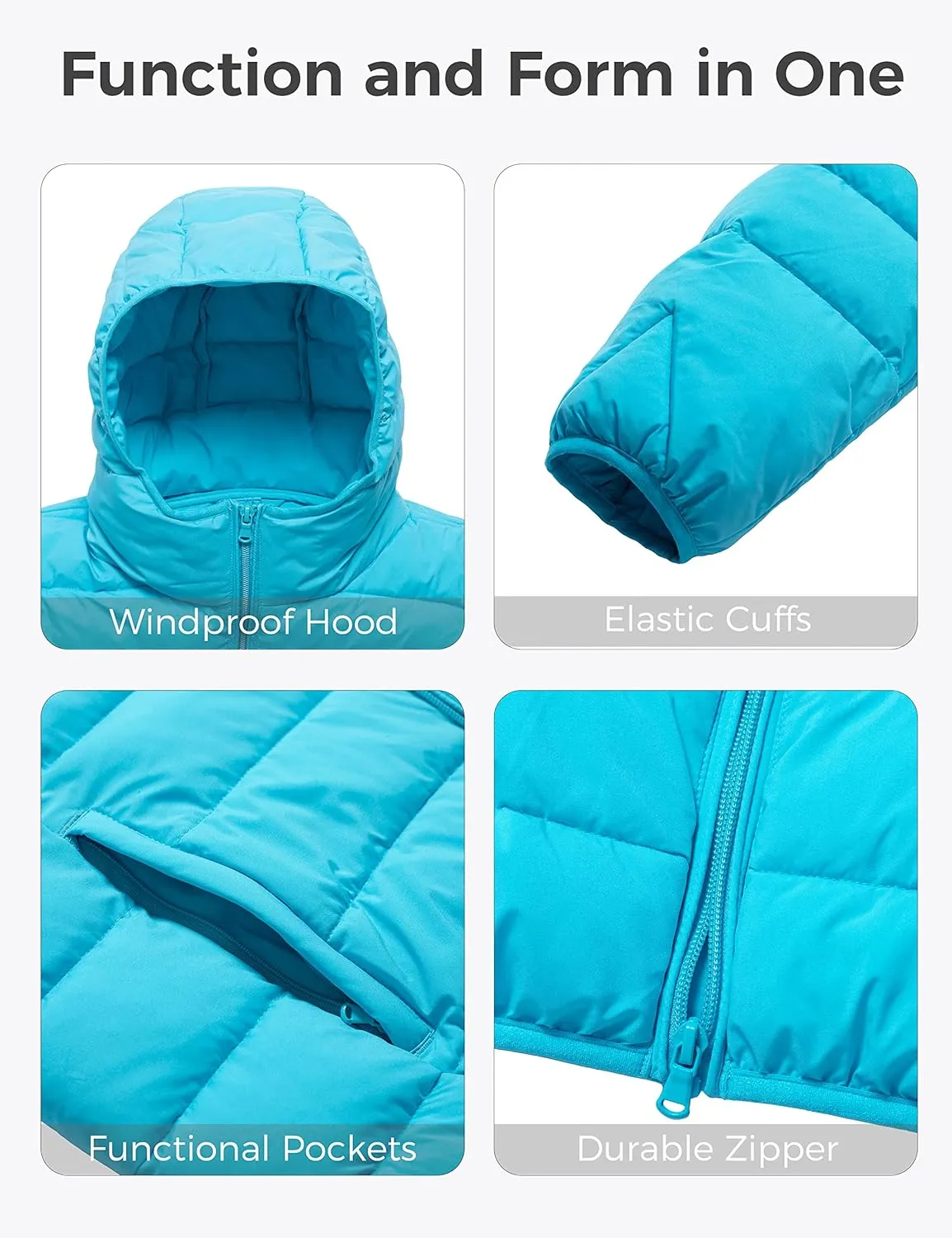 wantdo Women's Plus Size Lightweight Jackets Full-Zip Quilted Warm Jacket with Hood