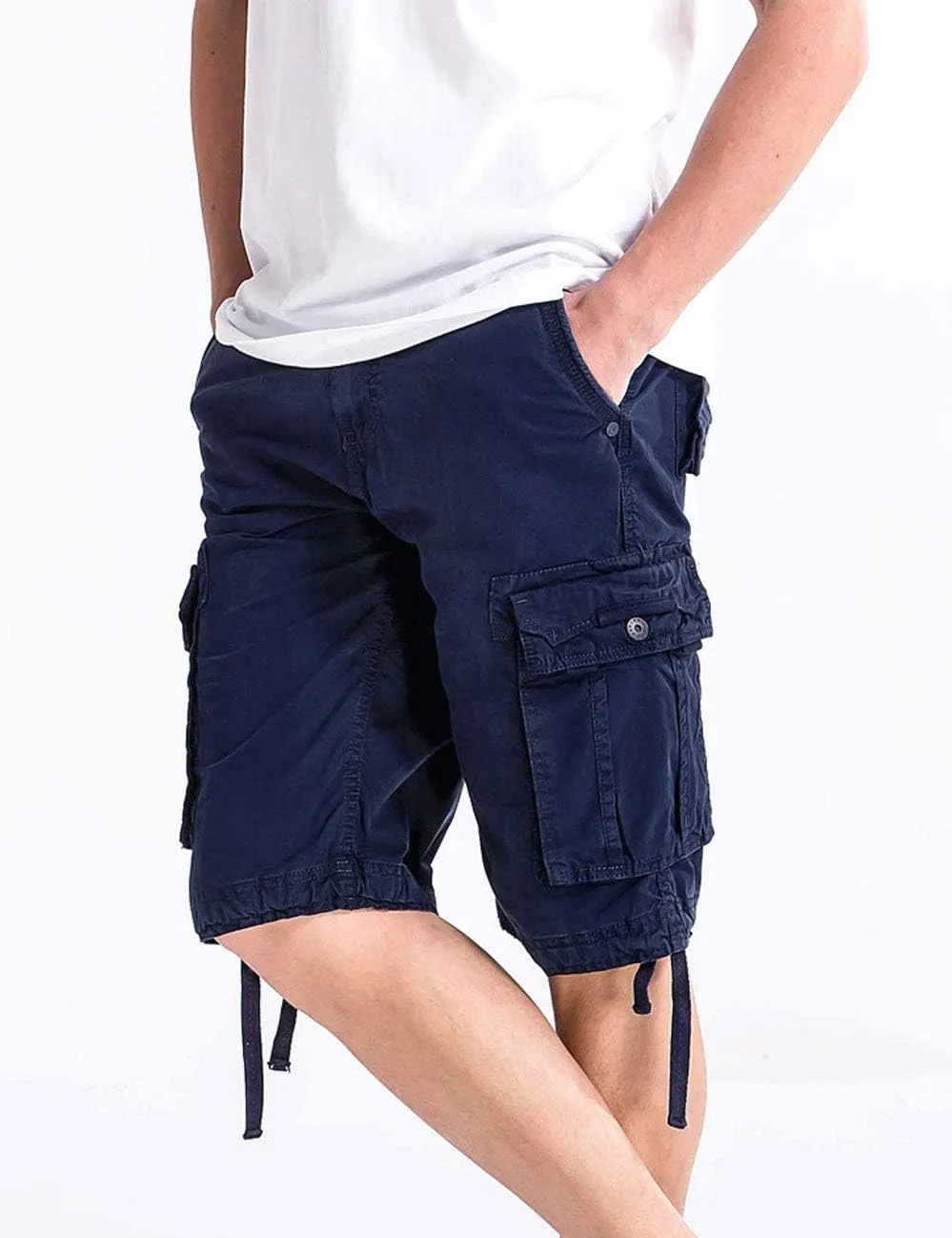 WenVen Men's Cotton Twill Cargo Shorts Classic Relaxed Fit- Reg and Big & Tall Sizes