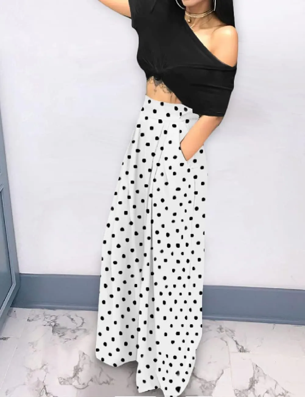 Wide Leg Palazzo Pants for Women, High Waist Business Casual Lounge Pants