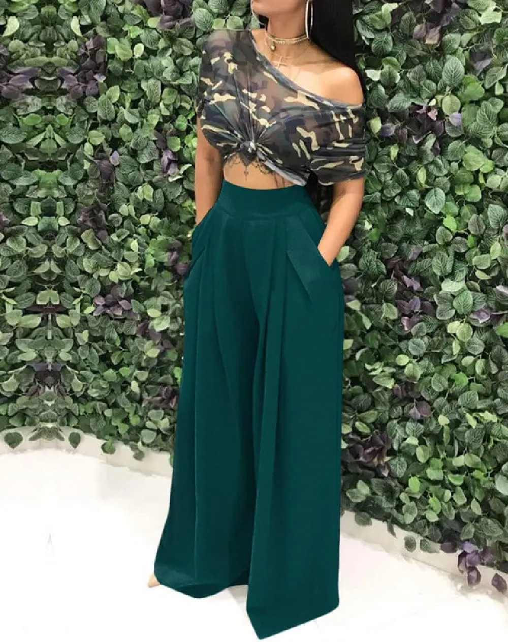 Wide Leg Palazzo Pants for Women, High Waist Business Casual Lounge Pants