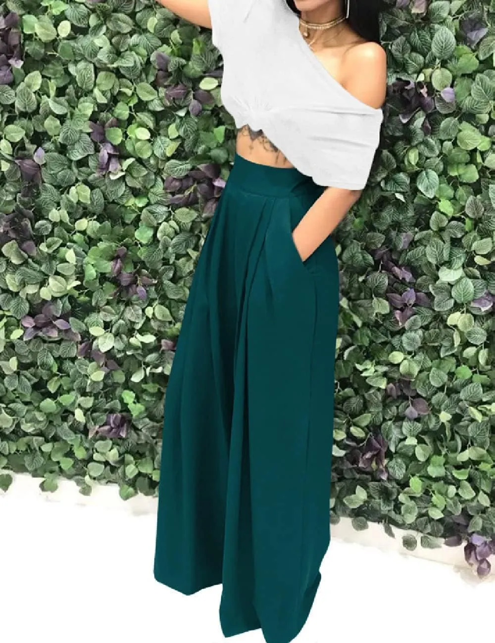 Wide Leg Palazzo Pants for Women, High Waist Business Casual Lounge Pants