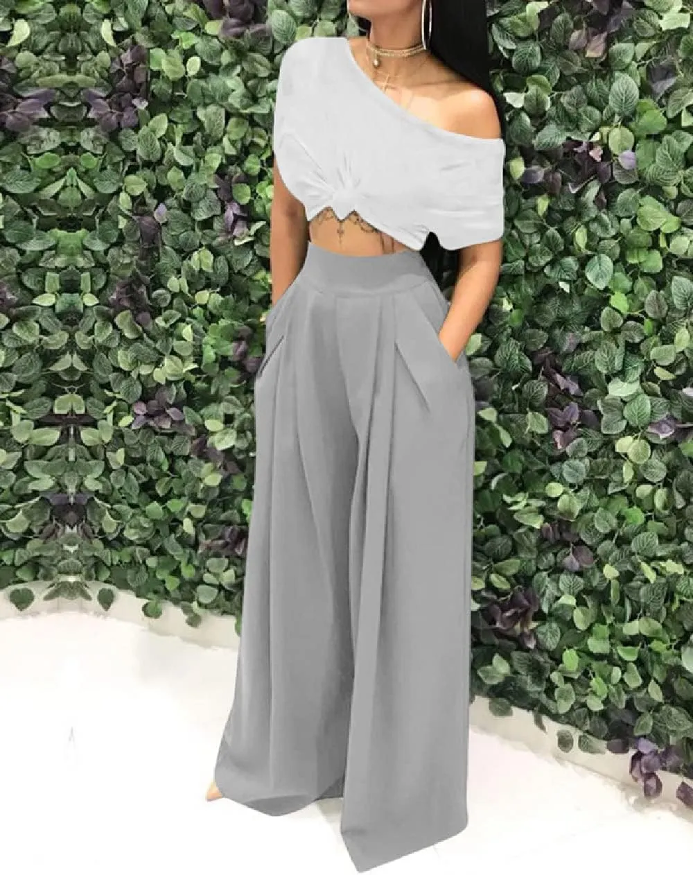 Wide Leg Palazzo Pants for Women, High Waist Business Casual Lounge Pants