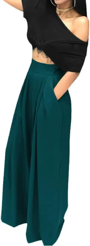 Wide Leg Palazzo Pants for Women, High Waist Business Casual Lounge Pants