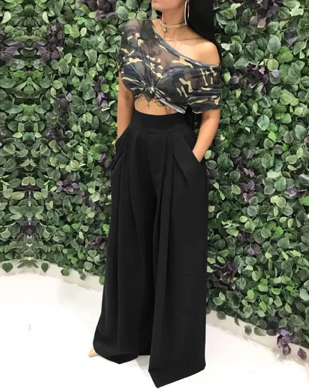 Wide Leg Palazzo Pants for Women, High Waist Business Casual Lounge Pants