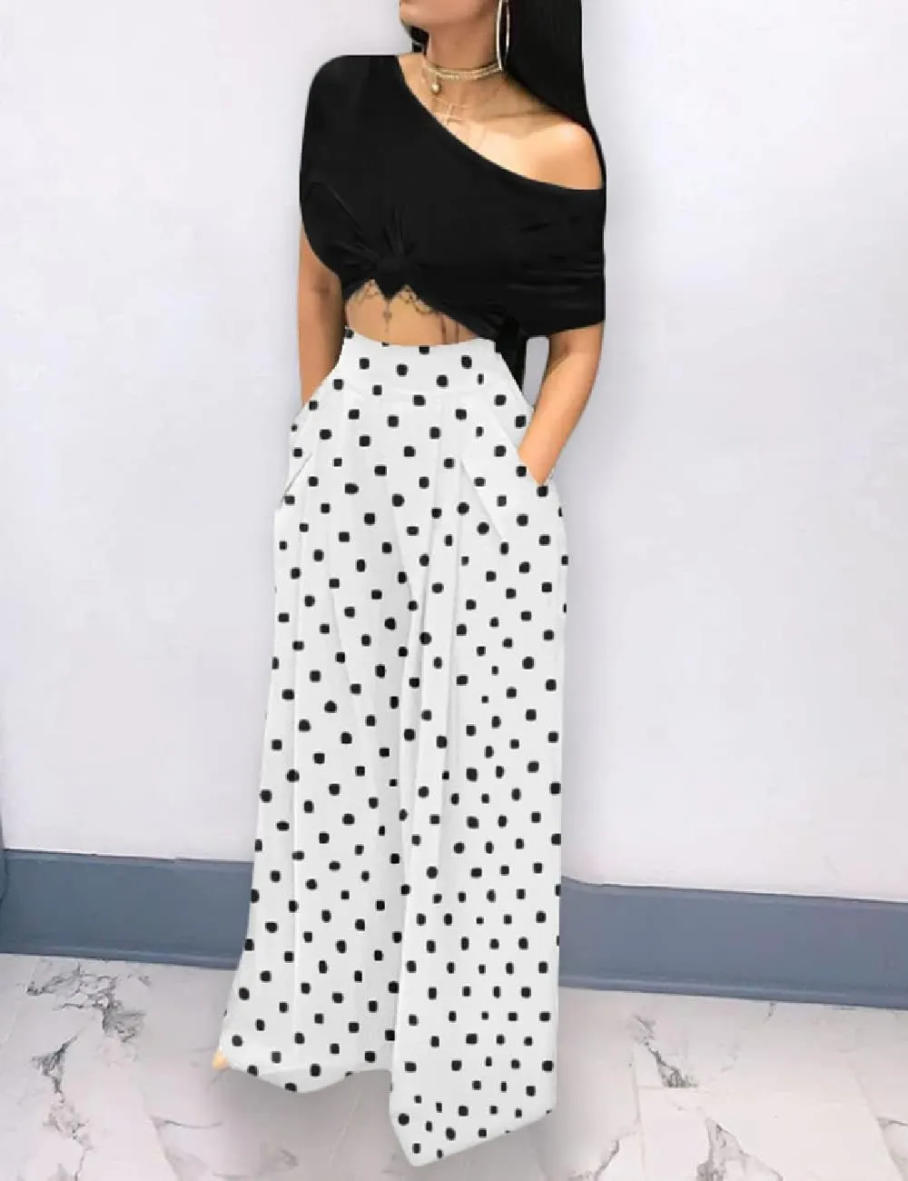 Wide Leg Palazzo Pants for Women, High Waist Business Casual Lounge Pants