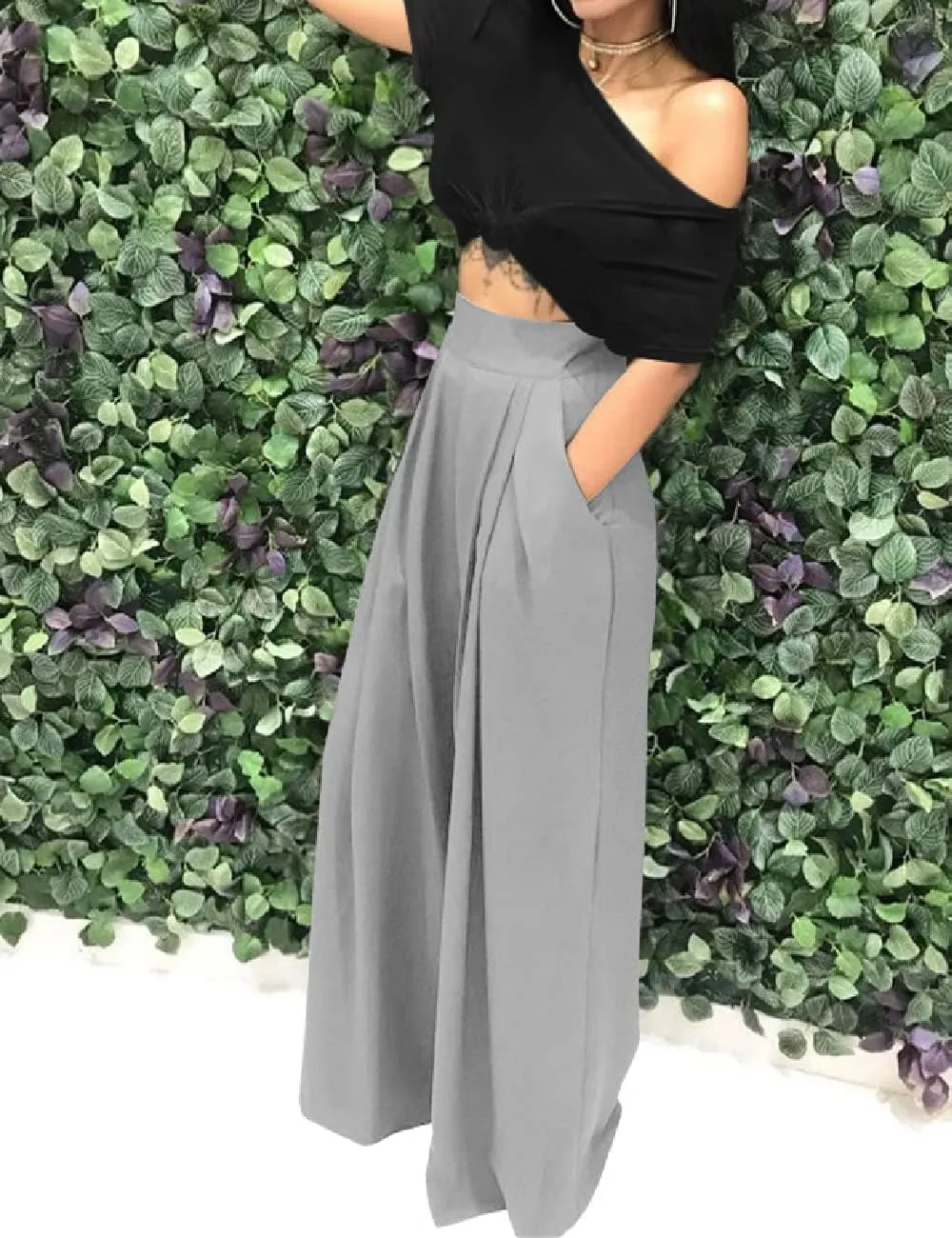 Wide Leg Palazzo Pants for Women, High Waist Business Casual Lounge Pants