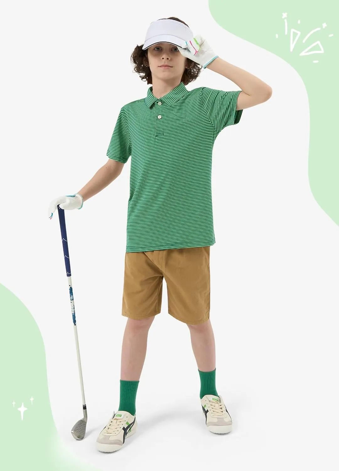 Willit Boys' Golf Polo Shirts Short Sleeve Striped Performance Youth Athletic Shirts Kids Quick Dry Polos