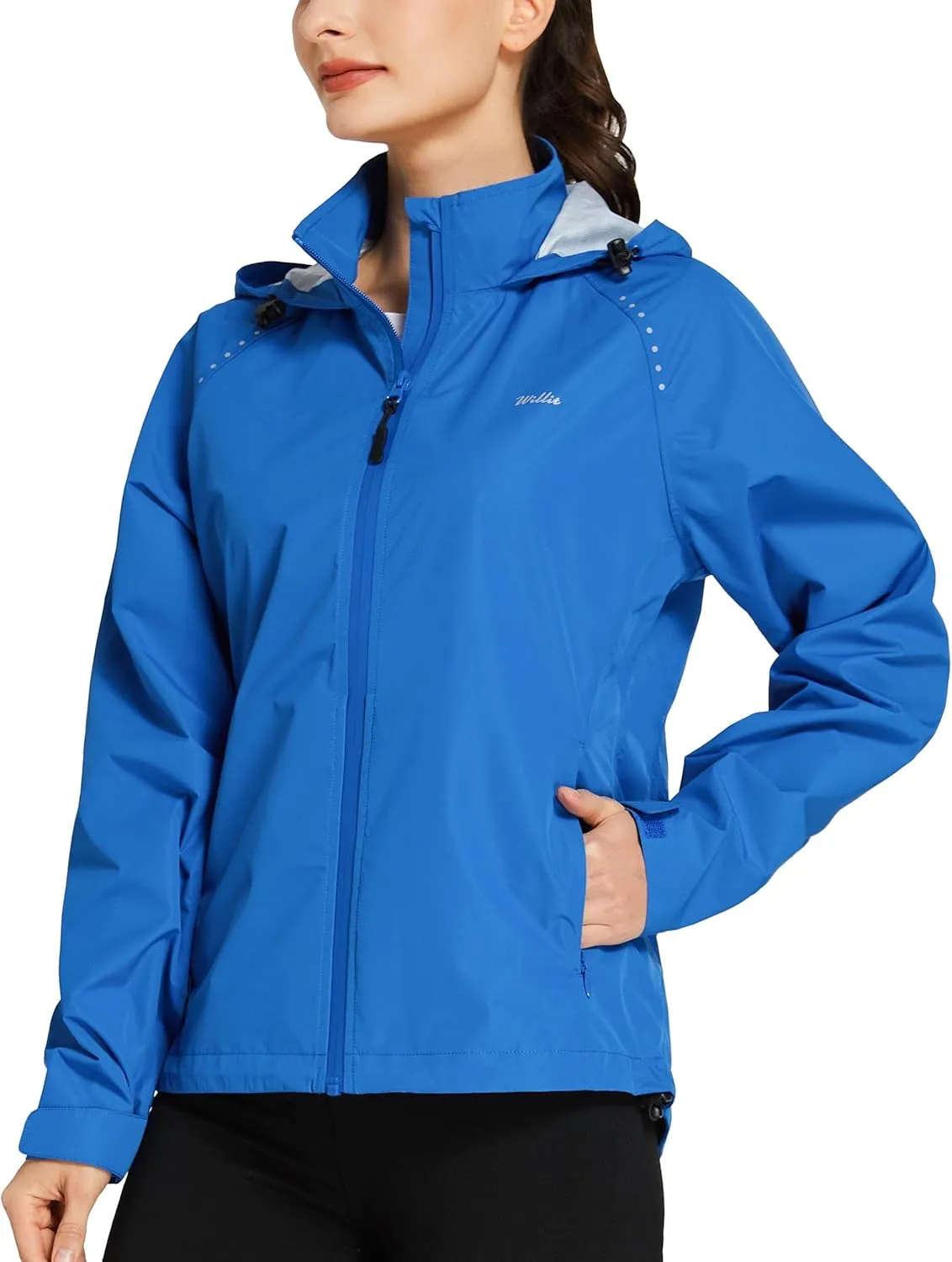Willit Women's Cycling Running Jackets Rain Windproof Jackets Lightweight Windbreaker Bike Hiking Jacket Packable Hooded