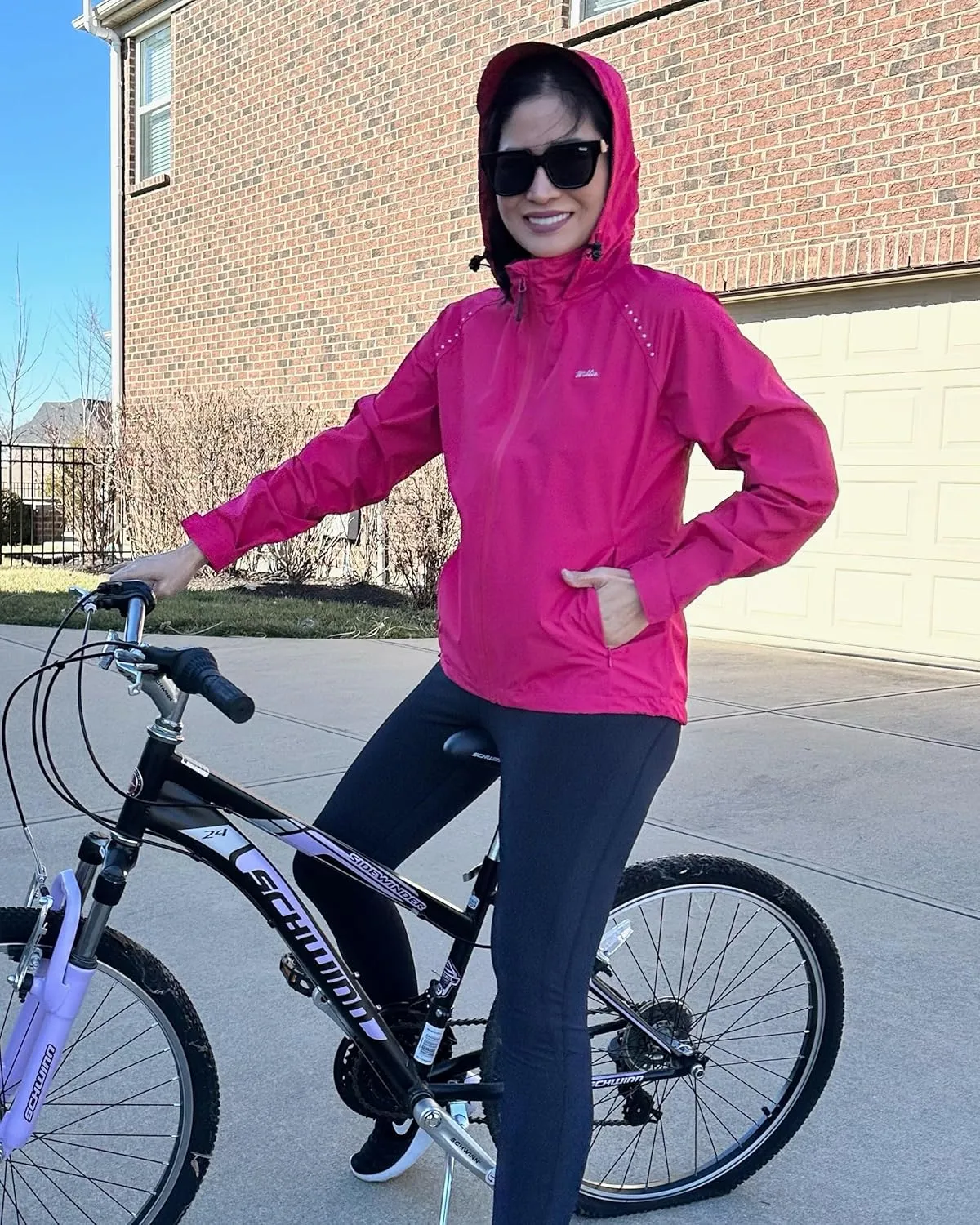 Willit Women's Cycling Running Jackets Rain Windproof Jackets Lightweight Windbreaker Bike Hiking Jacket Packable Hooded
