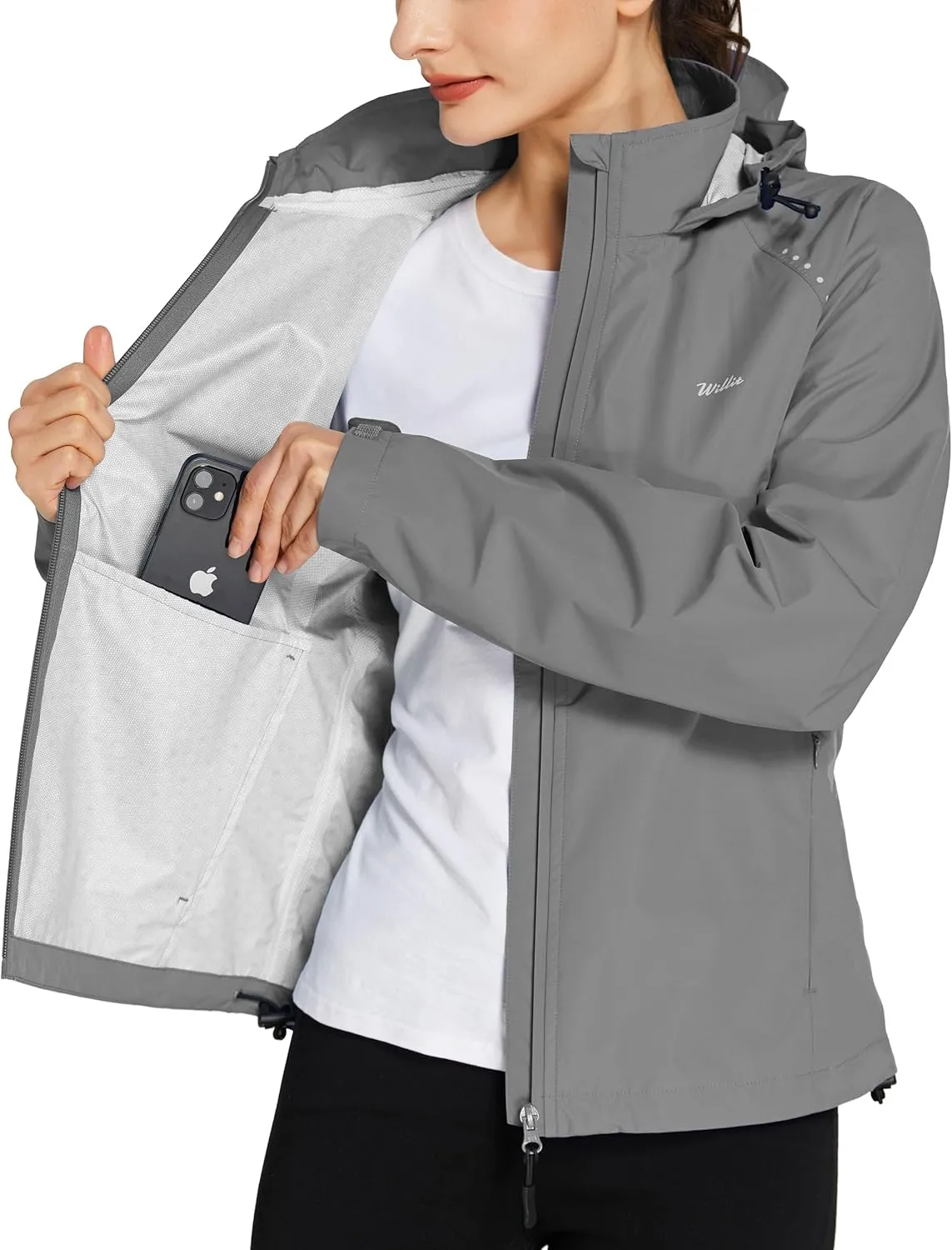 Willit Women's Cycling Running Jackets Rain Windproof Jackets Lightweight Windbreaker Bike Hiking Jacket Packable Hooded