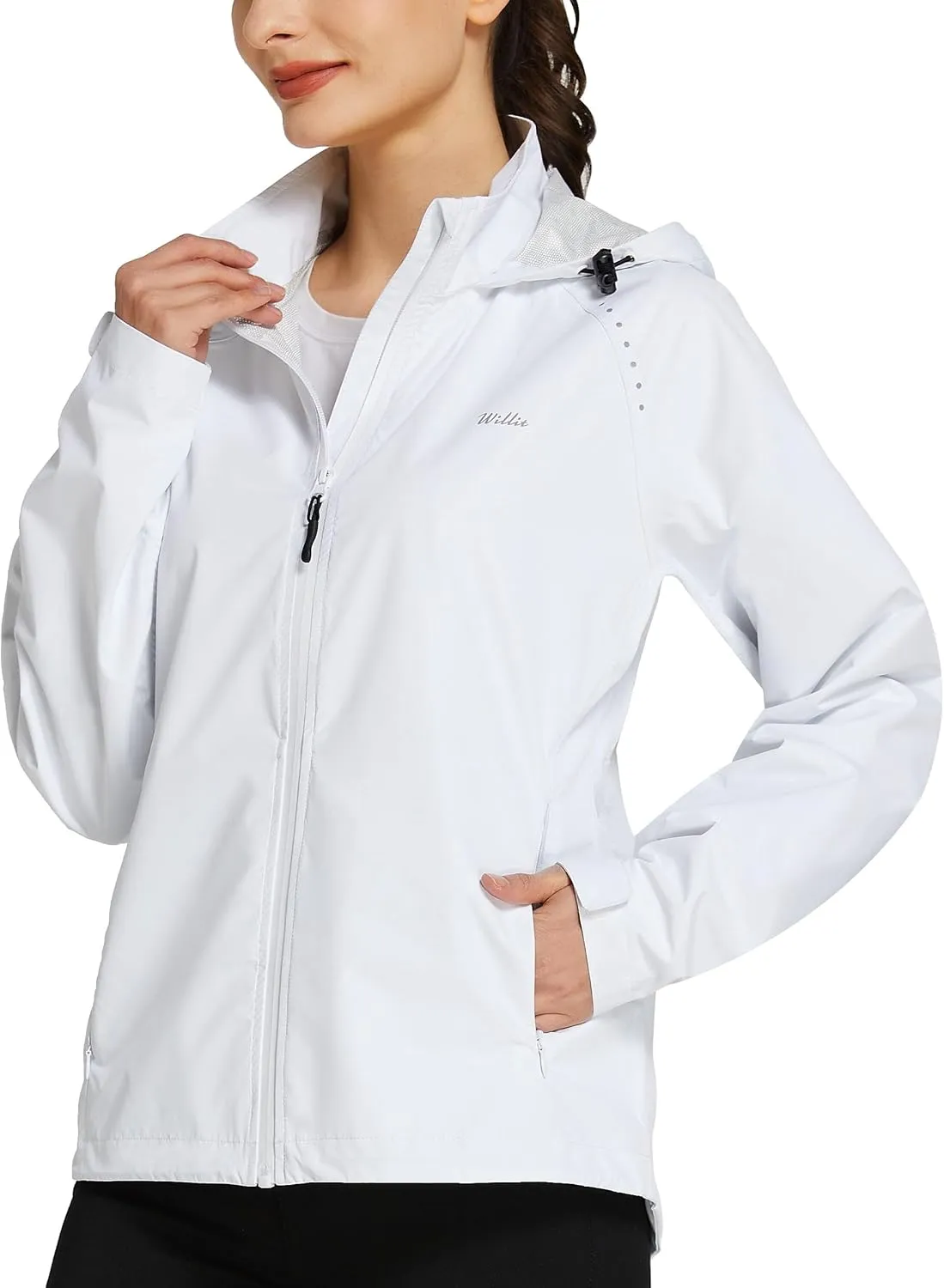 Willit Women's Cycling Running Jackets Rain Windproof Jackets Lightweight Windbreaker Bike Hiking Jacket Packable Hooded