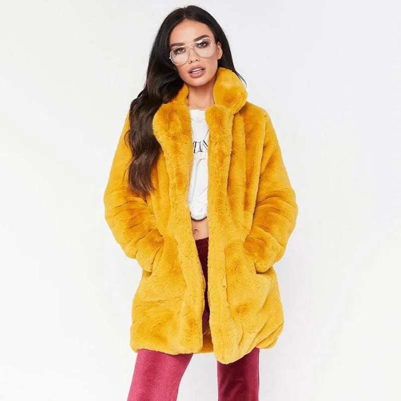 Winter Daily Regular Stand Long Faux Fur Coats