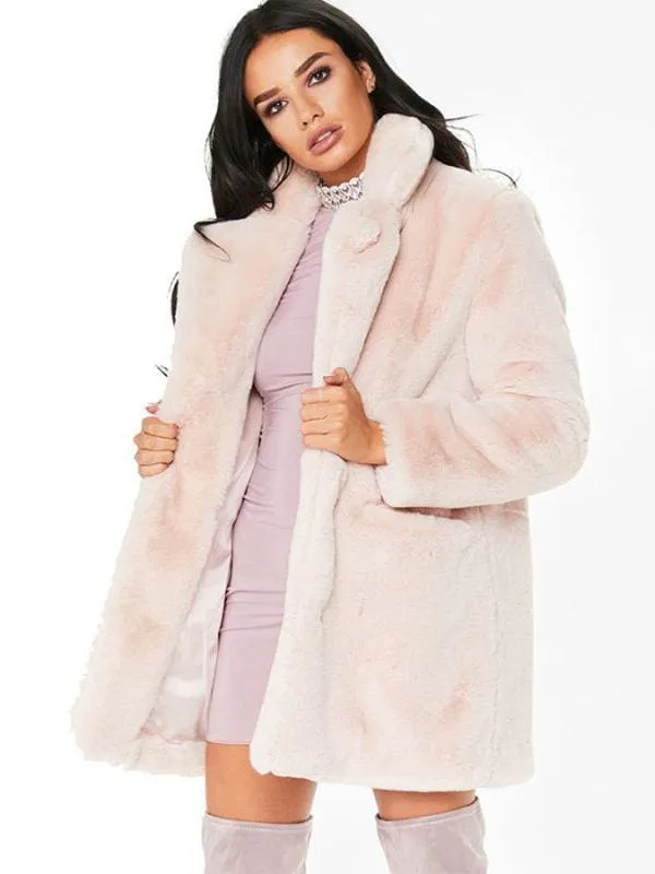 Winter Daily Regular Stand Long Faux Fur Coats