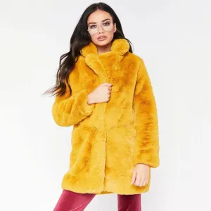 Winter Daily Regular Stand Long Faux Fur Coats