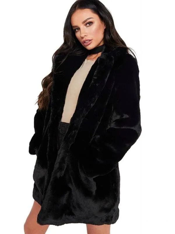 Winter Daily Regular Stand Long Faux Fur Coats